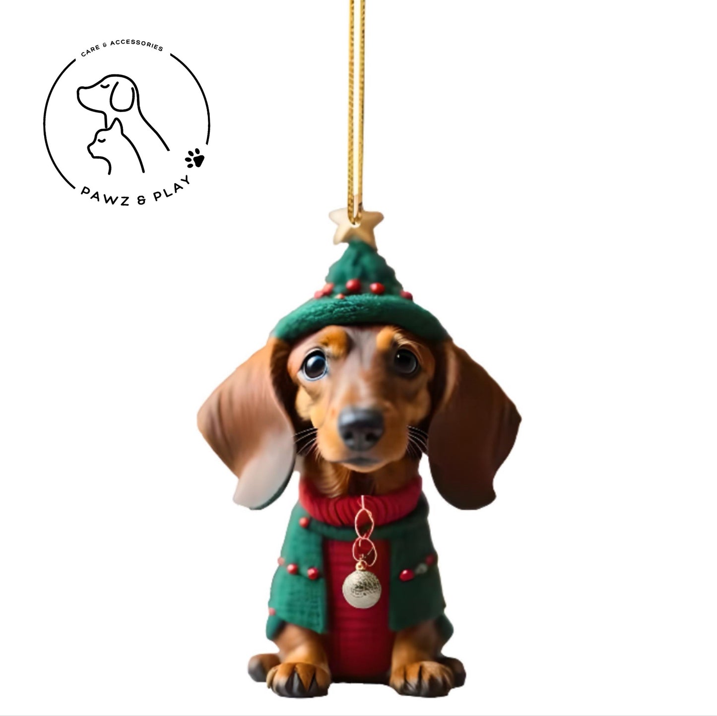 Pawz&Play Adorable Dachshund Christmas Tree Pendants
