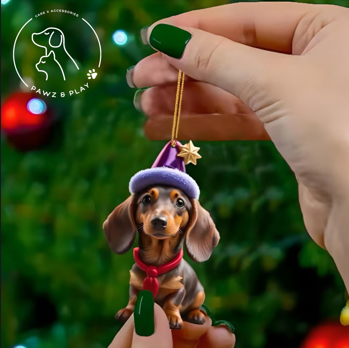 Pawz&Play Adorable Dachshund Christmas Tree Pendants