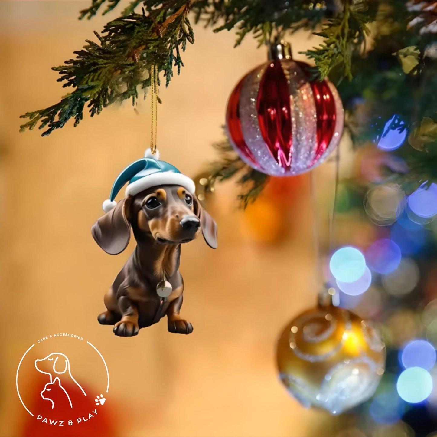 Pawz&Play Adorable Dachshund Christmas Tree Pendants